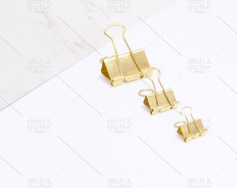 Gold Binder Clips Styled Stock Photo for Instagram | Social Media or Blog Social Media or Blog Office or Work From Home Image