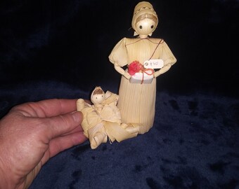 Corn Dollies: Mother and Baby, Harvest Altar Decor-Baby Shower Blessing Gift