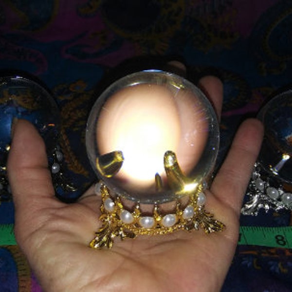 Gorgeous Clear Crystal Quartz Scrying Ball and Beautiful Crystal Ball Stand-50 or 60 mm
