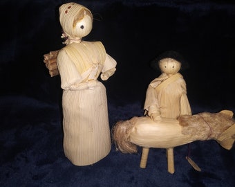Corn Husk Dolls: Mother, Son & Donkey