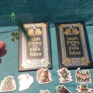 Irish Fairy and Folk Tales, Book, Handmade Shamrock Bookmark/Good luck charm