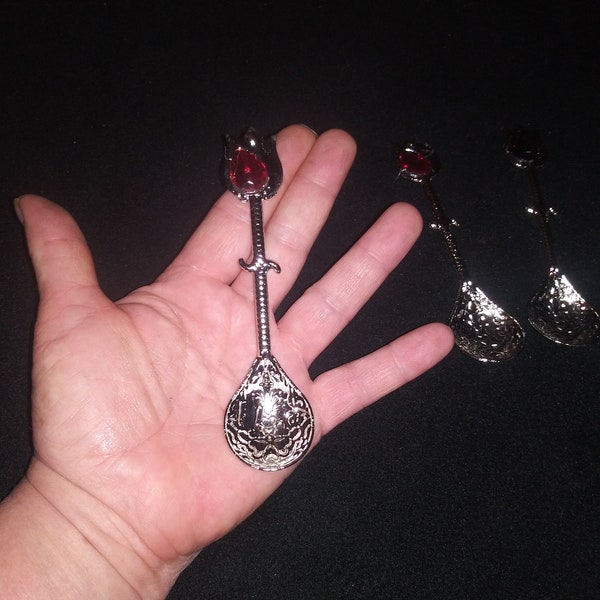 Turkish Spoon-Witches Herb Spoon-Silver-Magick Scoop-One Ornate Turkish Teaspoon for your tea divination or your herb crafts