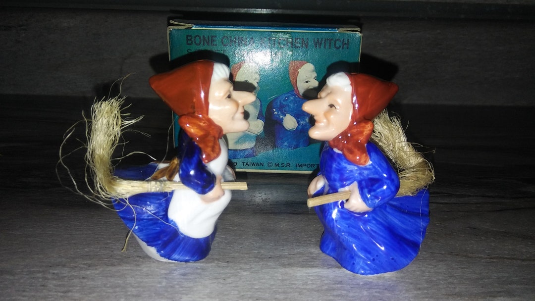 Good Luck Kitchen Witch Salt and Pepper Shakersvery Good Vintage