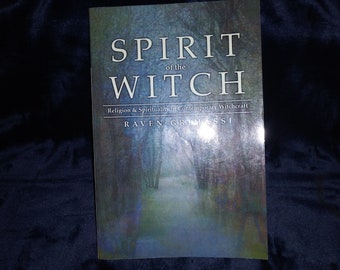 May include: A book titled "Spirit of the Witch: Religion & Spirituality in Contemporary Witchcraft" by Raven Grimassi. The cover features a blurred image of a path through a forest.