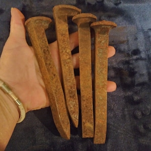 Four Railroad Stakes-For Your Property-Set of Four Large, Vintage, Blessed Railroad Spikes