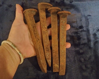 Railroad Spikes: Blessed Steel Stakes, Hoodoo Curio (Set of 4)