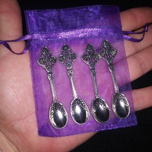Salt Cellar Spoons-Set of Four Mini Herb/Incense Witchcrafting Spoons-2.5in.-Ask to bundle items for refund on shipping overages