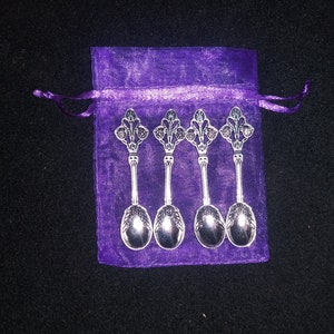Salt Cellar Spoons-Set of Four Gold or Silver-Mini Herb/Incense Witchcrafting Spoons-2.5in. Your choice from Menu