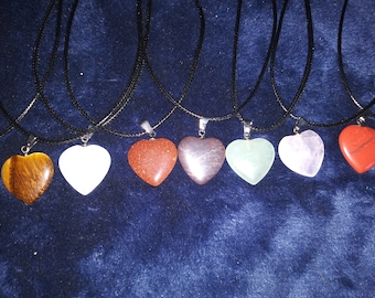 Heart Pendant Necklace: Gemstone Crystals