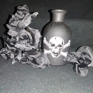 Vintage Poison-Potion Bottle-Black Roses-Cute For Halloween Decor