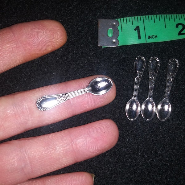 PLEASE Read Listing- See Pics & Video-Very Tiny, Itty Bitty, Teeny Weeny Spoons-2 or 4 Adorable Tibetan Silver Metal Spoons-your choice