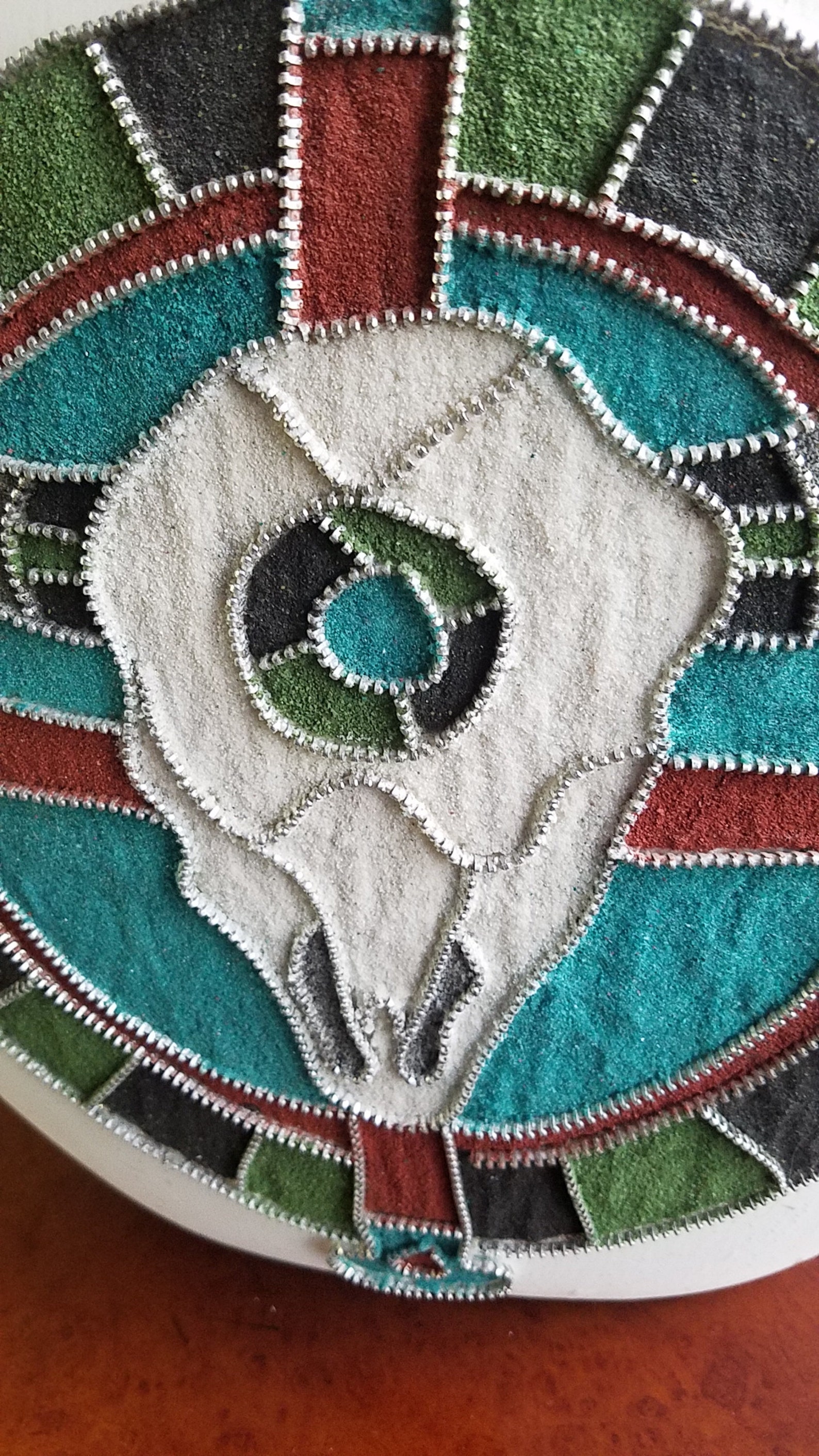 Vintage Southwest Sand Inlaid Zipper Bull Design Art Vase Etsy