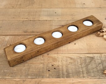Reclaimed Tea Light Holder | Long Burn Rustic Wooden Tealight Candle Holder
