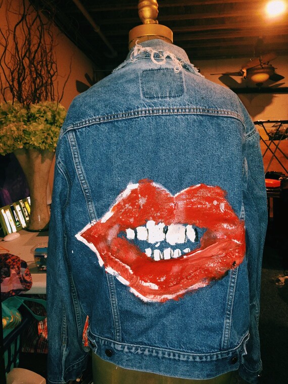painted denim jacket etsy