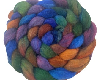 Gemstones Hand Dyed Wool Roving/Merino Silk Roving/Spinning/Felting