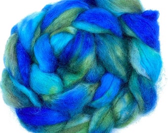 Under the Sea Mohair Hand Dyed Mohair/Harlequin Roving/Spinning/Felting
