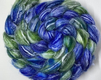 Deep Blue Sea Hand Dyed Wool Roving/Panda Bamboo Roving/Spinning/Felting