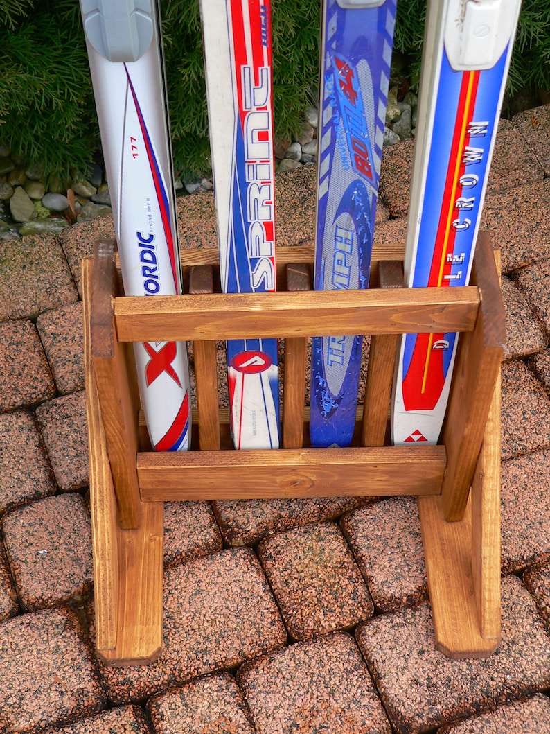 Wooden Ski Freestanding Rack for 4 Pairs of Cross Country Etsy