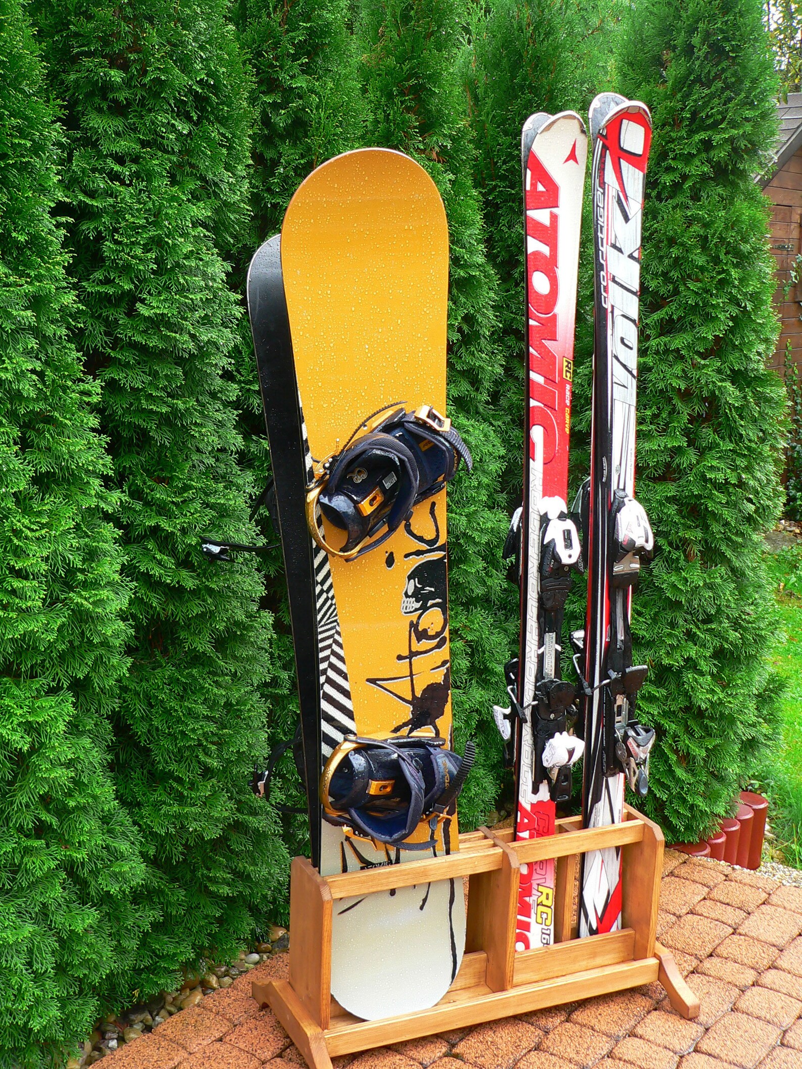 Wooden Ski and Snowboard Freestanding Rack 2 2 Etsy