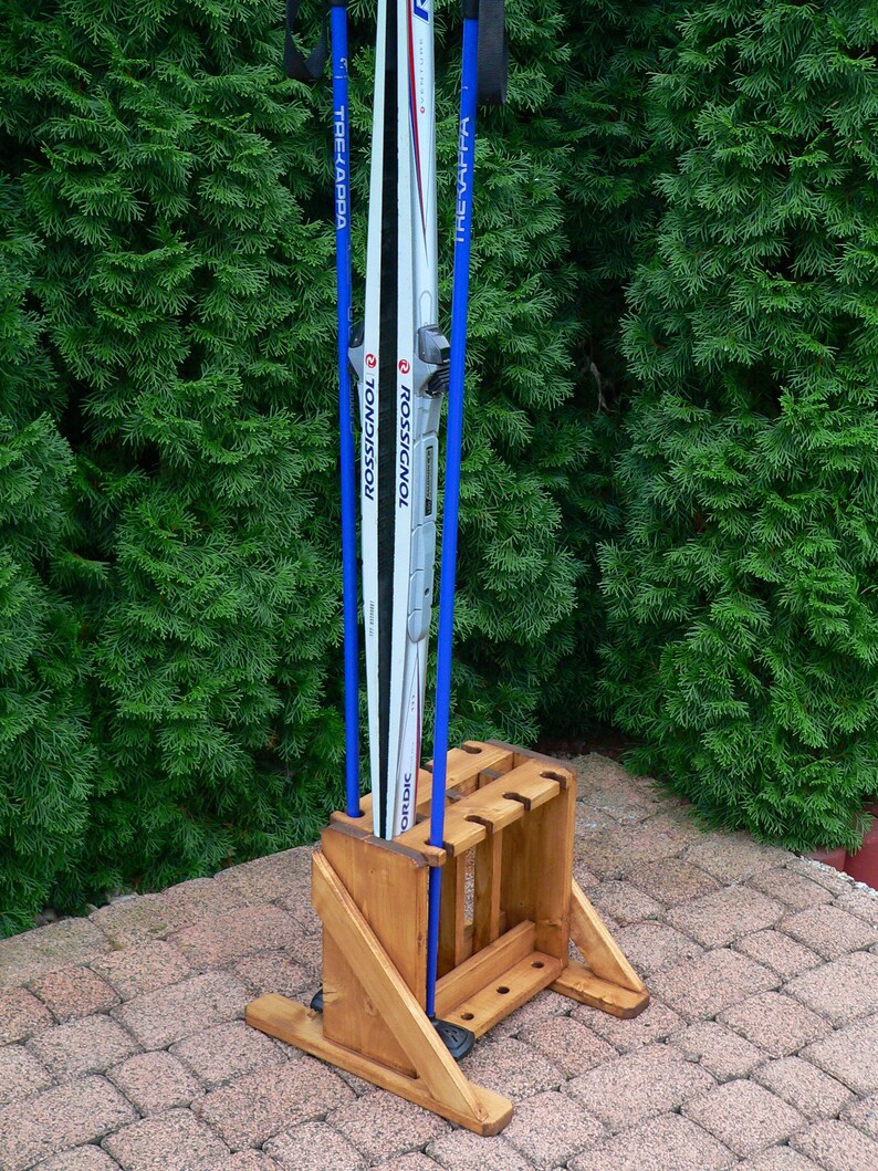 Wooden Ski Freestanding Rack for 4 Pairs of Cross Country Skis Etsy