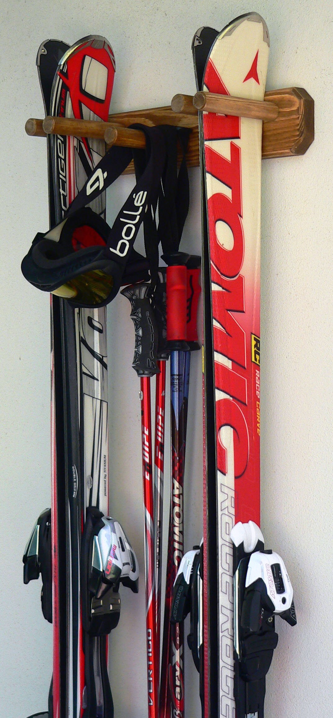 Estante de esquí vertical de madera montada en la pared 2 | Etsy