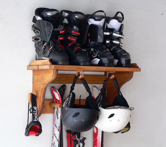 Wall Mounted Wooden Ski Rack Complet 2 Ski Holder Ski Etsy