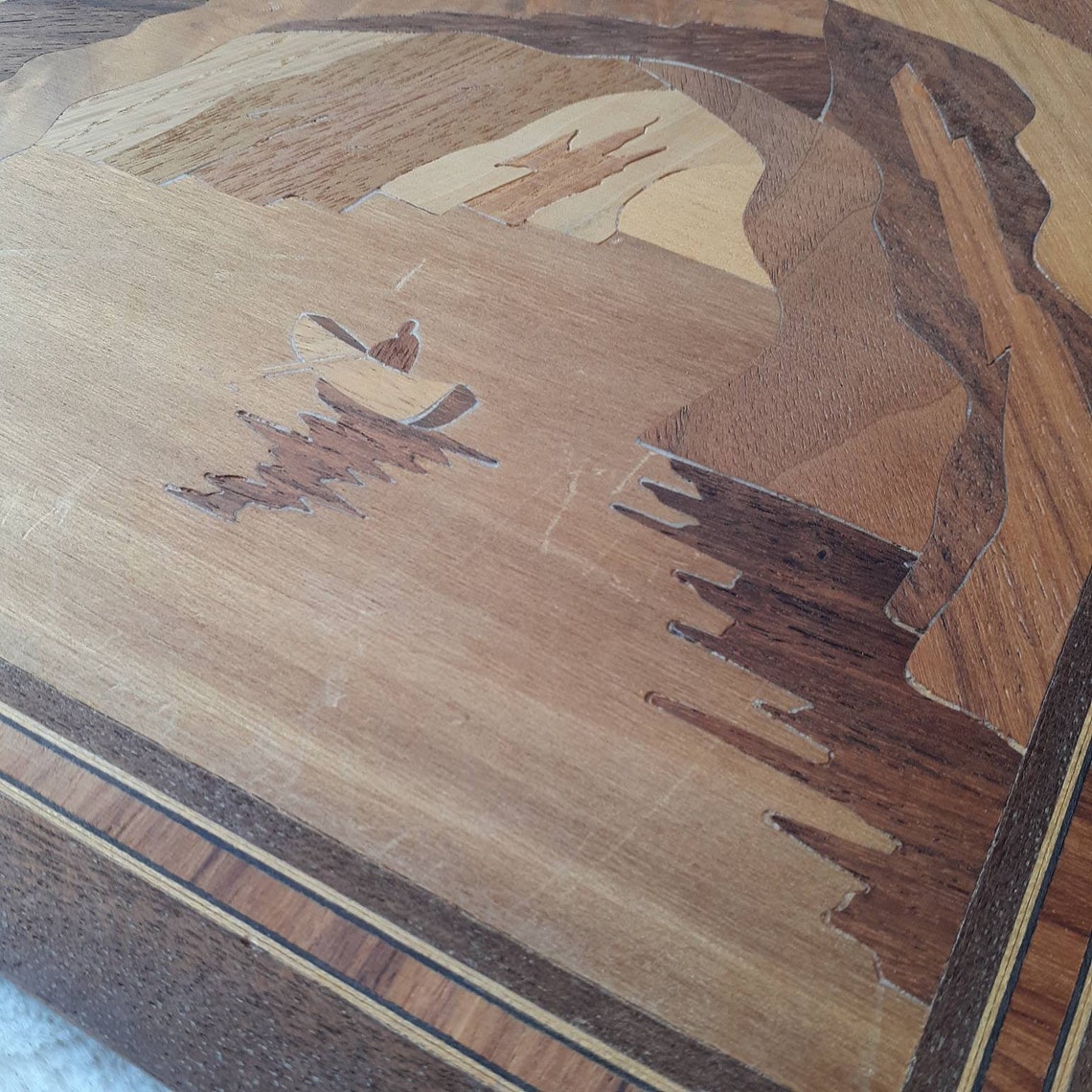 Capri Inlaid Wood Framed Art Italy Wooden Pictures Mid Century Etsy