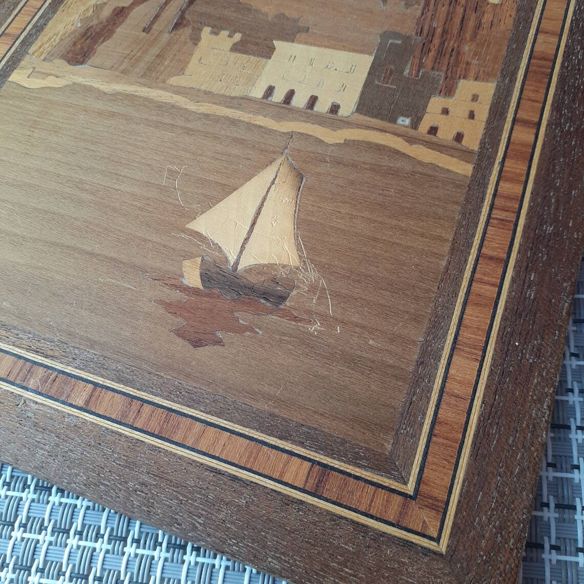 Capri Inlaid Wood Framed Art Italy Wooden Pictures Mid Century Etsy