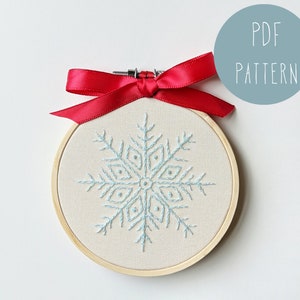 Sparkly Snowflake Embroidery Pattern. Christmas ornament DIY. Christmas gift. Catholic embroidery pattern. Beginner embroidery pattern image 1