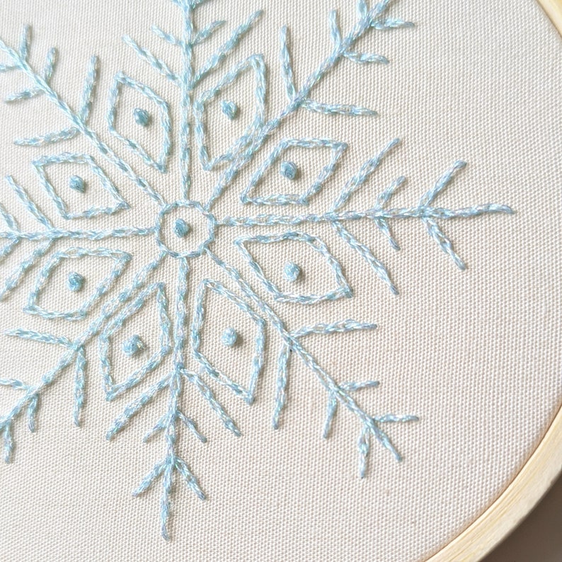 Sparkly Snowflake Embroidery Pattern. Christmas ornament DIY. Christmas gift. Catholic embroidery pattern. Beginner embroidery pattern image 2