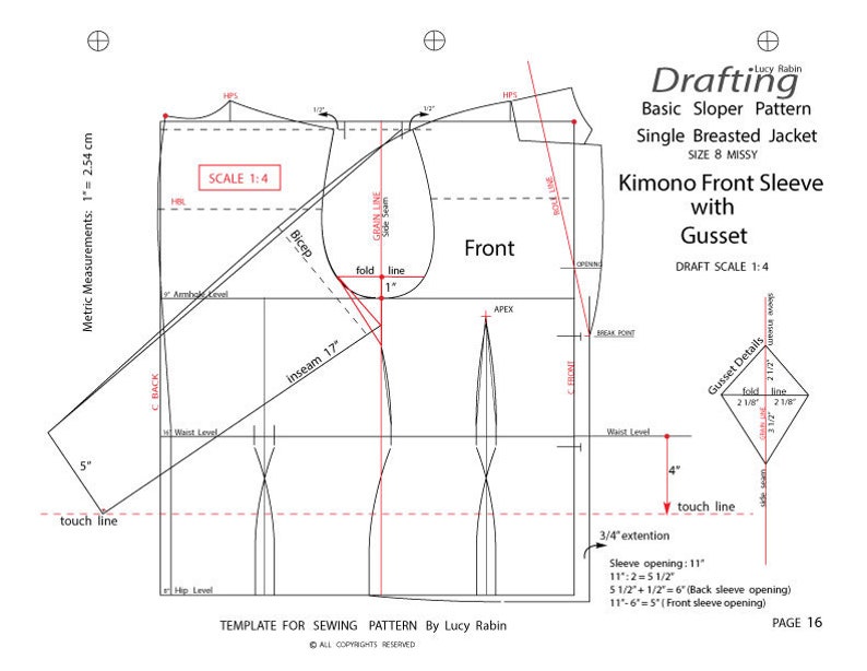 Drafting Kimono Sleeve with Gusset Women's Single Breasted Etsy