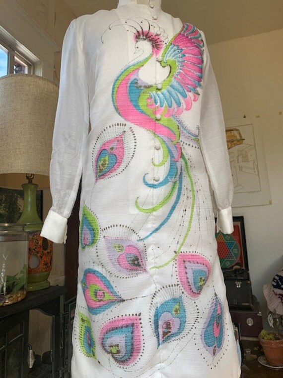 Vintage Alfred Shaheen Peackock Dress