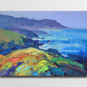 Original art painting, impasto painting, Seascape, Coastal artwork, beach painting, small oil painting, landscape art for living room