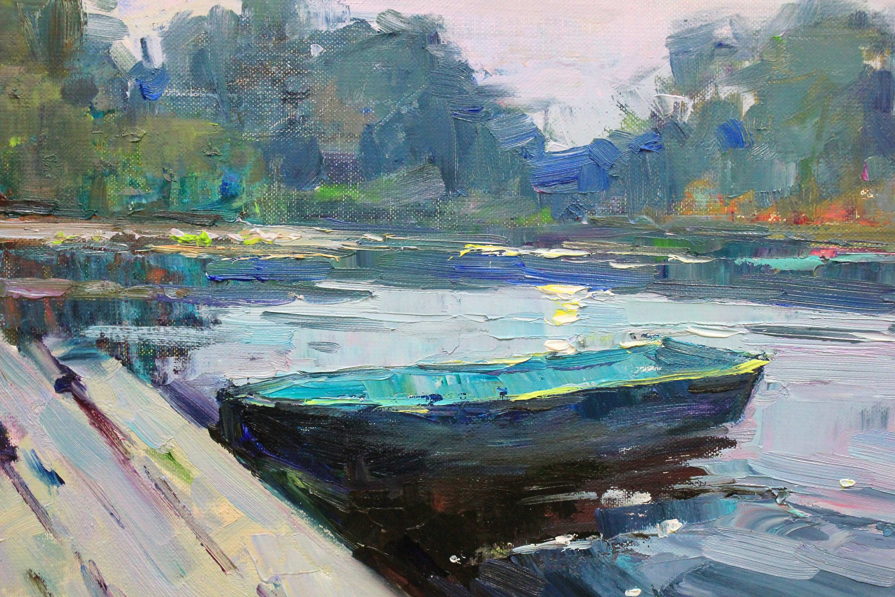 Riverside Original oil painting River Landscape Impressionist Etsy