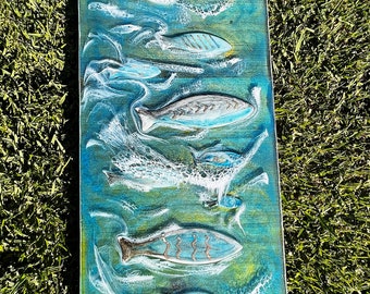 School of Fish | Ocean Resin | Raised Edged | Hand-painted Ceramic Fish