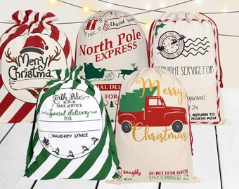 Christmas Santa Sack | Heavy Canvas | Large Bag | Add Name, Date, Year! Custom North Pole Delivery, Holiday Magic