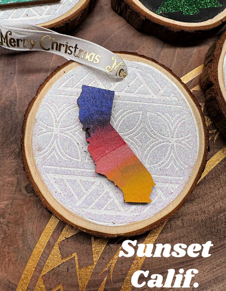 Polynesian Wood Ornament Handmade Hand-painted Wooden Accents Sunset California