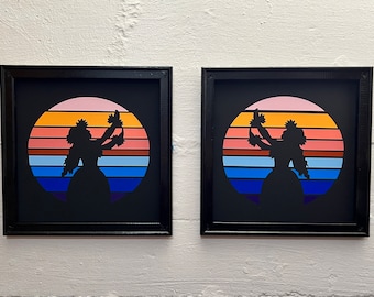 Pair of Hula Dancers | Framed | Calming Rainbow of colors | Perfect Wall Decor for Children's Bedroom