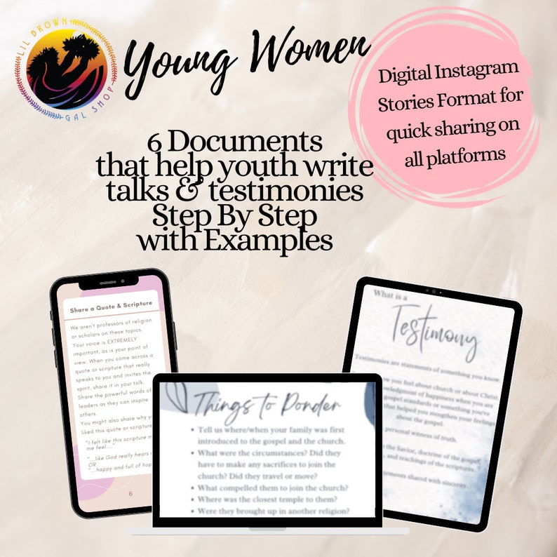 LDS Young Women Young Men Youth How To Sacrament Talk Writing, Testimony Writing, Step by Step Helps, Social Media Ready 100% Editable image 2