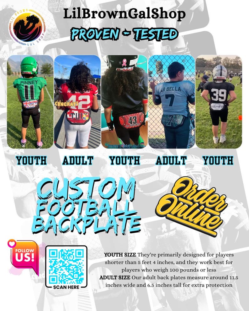CUSTOM Football Backplate | Protection Gear | Swag | League | American Football | Flag image 7