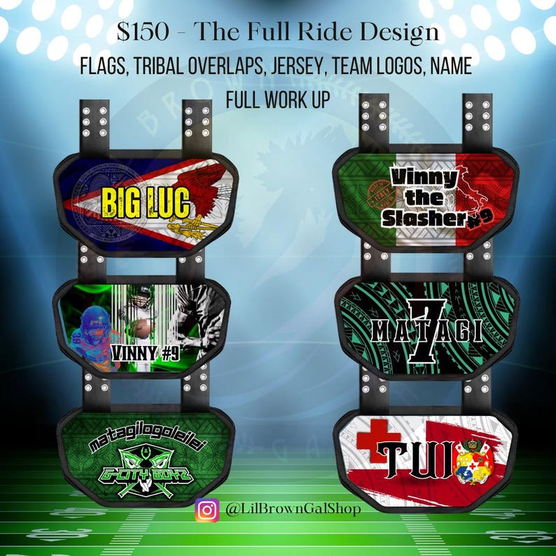 CUSTOM Football Backplate | Protection Gear | Swag | League | American Football | Flag Full Ride Design