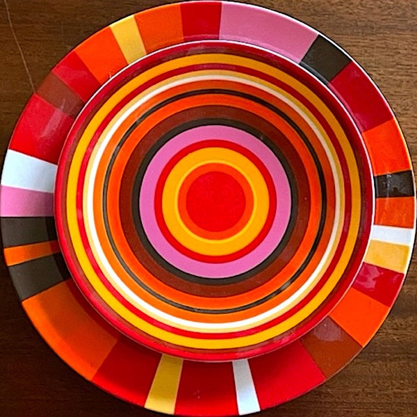 China Dinner Plate, Salad Plate, and Soup Bowl, Isaac Mizrahi for Target, c.2000