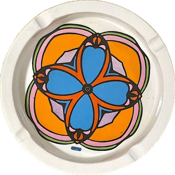 Peter Max Psychedelic Four-Leaf Clover Ashtray, China by Iroquois of Syracuse NY, 1969
