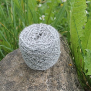Angora Rabbit yarn, 3 ply yarn, light grey color yarn,  fine weight  yarn for crochet and knitting nalbinding.