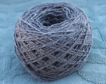 Handspun Grey - Brown Angora Rabbit 2 ply super fine, fingering, sock weight yarn for crochet and knitting, nalbinding.
