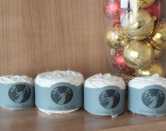Angora Rabbit 2 ply yarn in white,fine weight, sport, fingering weight for crochet and knitting, nalbinding.