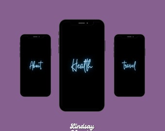 24 Neon Blue Instagram Story Highlight Covers | Instagram Story Highlight Icons | Instagram Bundle