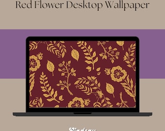 Red Flower Desktop Wallpaper, Minimalist Desktop Laptop Wallpaper, Desktop Wallpaper, Macbook Wallpaper, Macbook Background