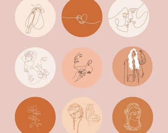 Feminine instagram highlight covers - Neutral instagram highlight icons - hand drawn instagram line art covers