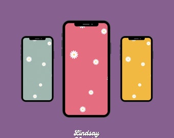 3 Boho iPhone Wallpapers Digital Download , Pink Green Aesthetic Wallpaper iPhone , Flower wallpaper , Neutral Phone Background